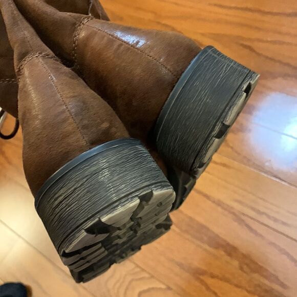 Size 10 Lace up (side zippers) brown work boots with flannel lining NWOT - Picture 5 of 9